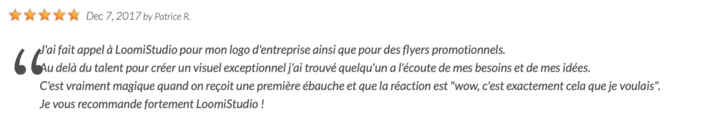 avis d'un client sur la création de logo par LoomiStudio