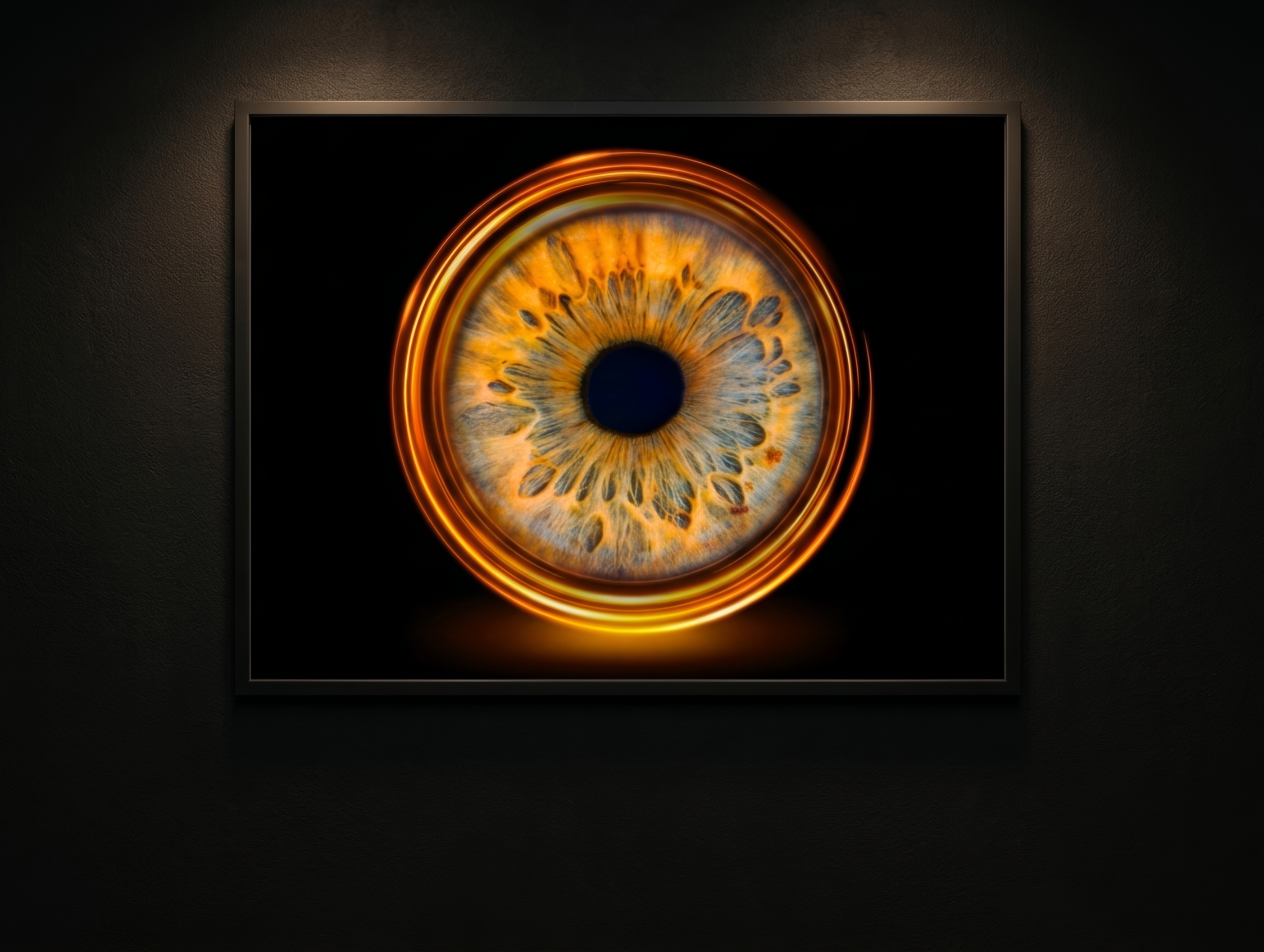 tirage photo sur verre acrylique effet profondeur LoomiStudio dans intérieur moderne gris foncé